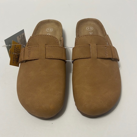 Little Girl’s Size 13 Cognac Brown Slip On Closed Toe Footbed Clogs - Picture 1 of 7